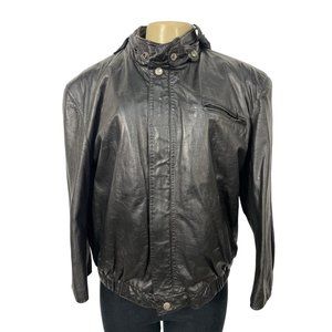 Vintage Berman's Men's Black Leather Jacket Size 44 - EUC